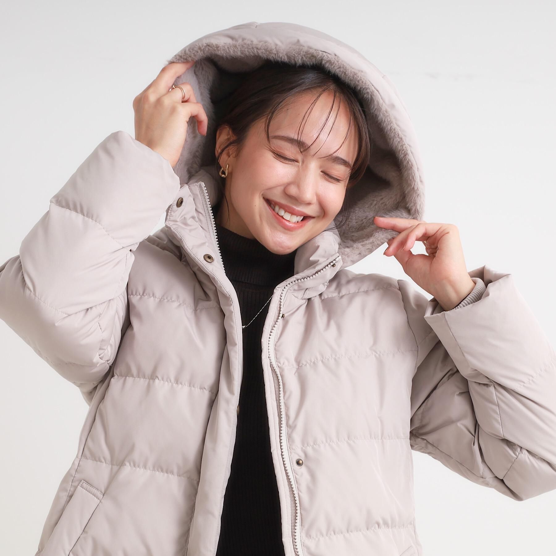 SHOO･LA･RUE「【洗濯機可/撥水】フェイクファーフード ロングダウン」|ダウン|