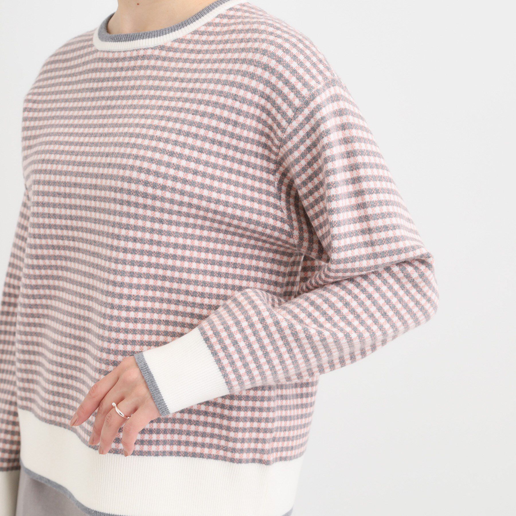 SHOO･LA･RUE「【洗濯機可/S-LL】クラシックなチェック柄が目を惹く 柔らかニット」|ニット・セーター|
