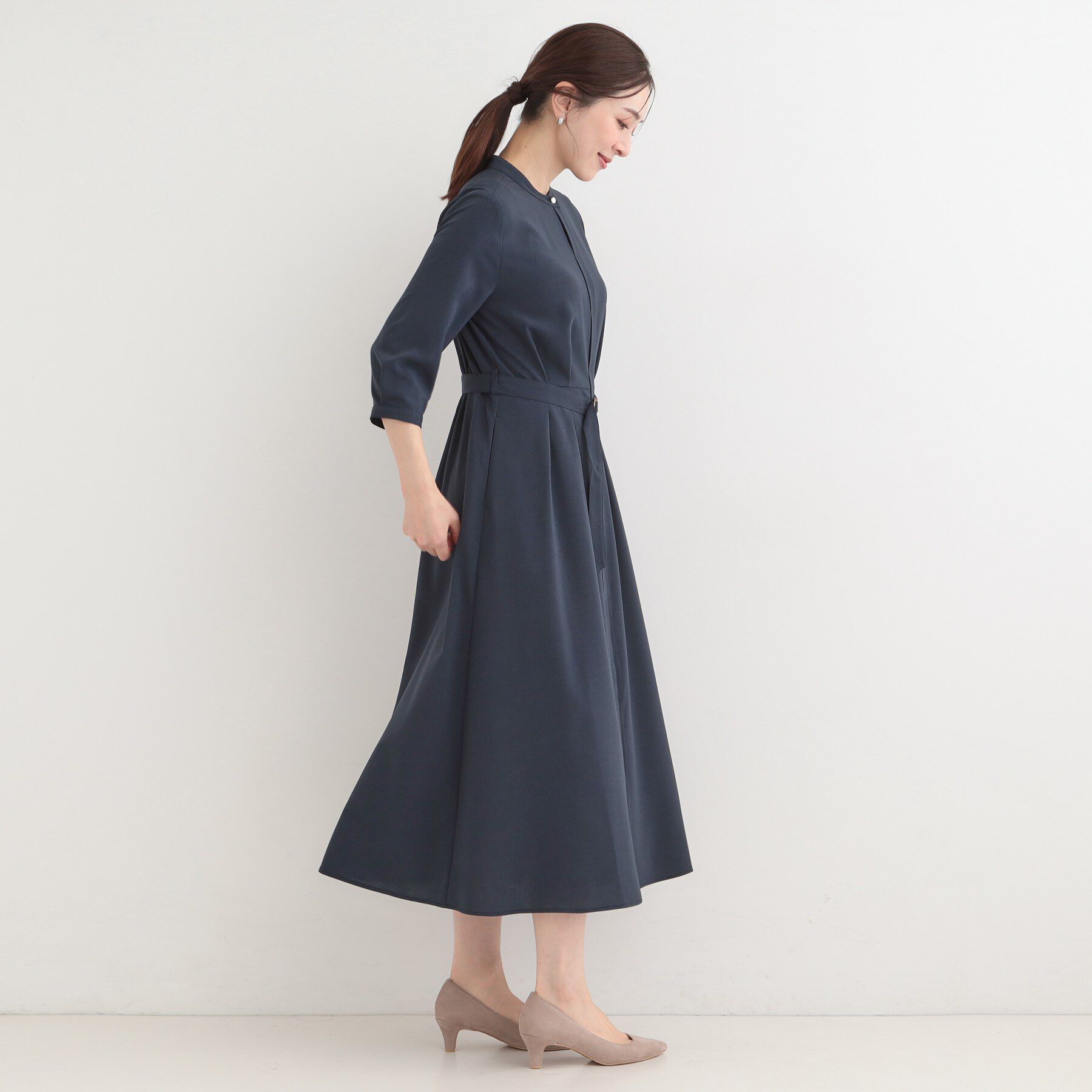 SHOO･LA･RUE「【洗濯機可/接触冷感/UV】ONOFF使える ウエストタックワンピース」|ワンピース|