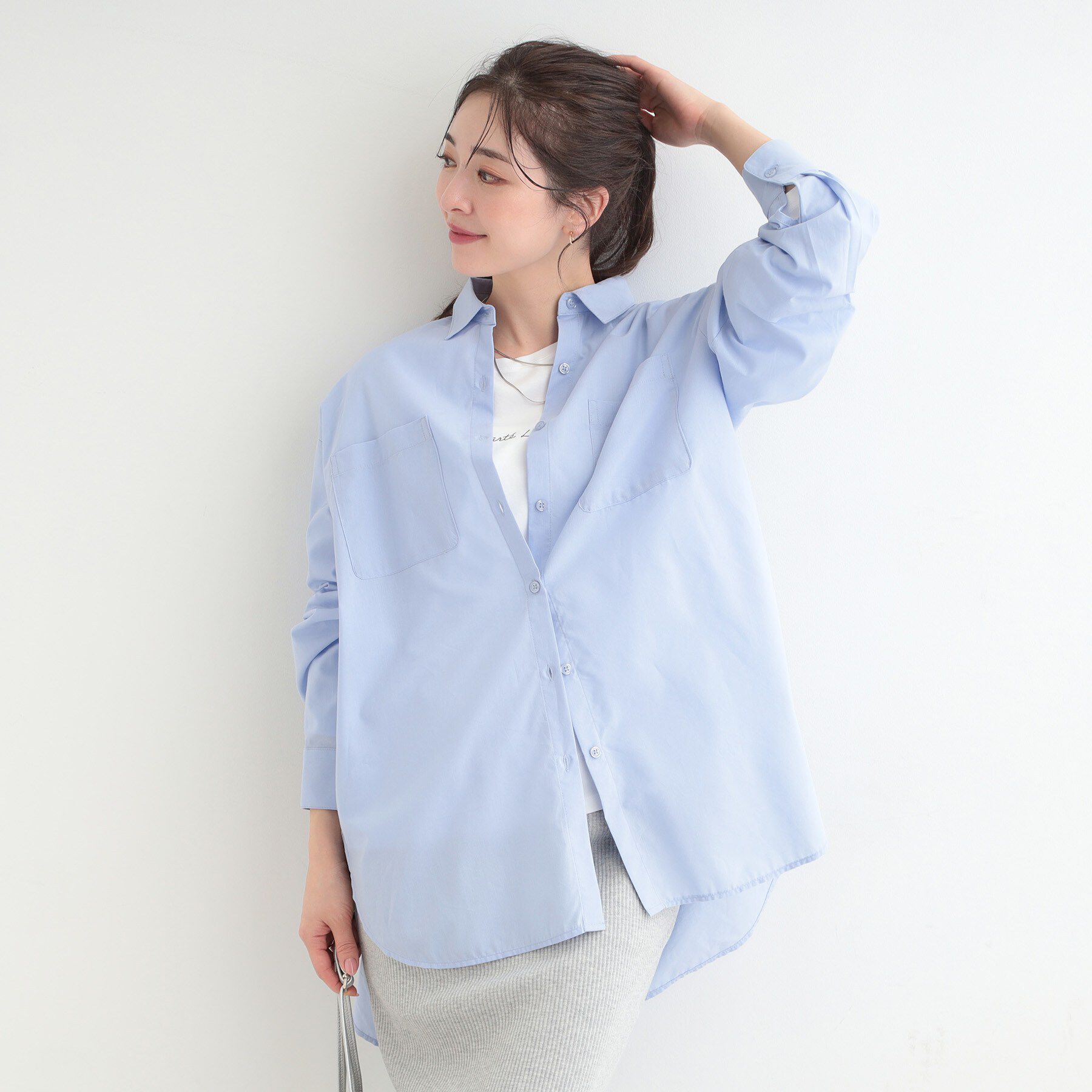 SHOO･LA･RUE「【体型カバー】バックギャザーで魅せる オーバーサイズシャツ」|シャツ・ブラウス|