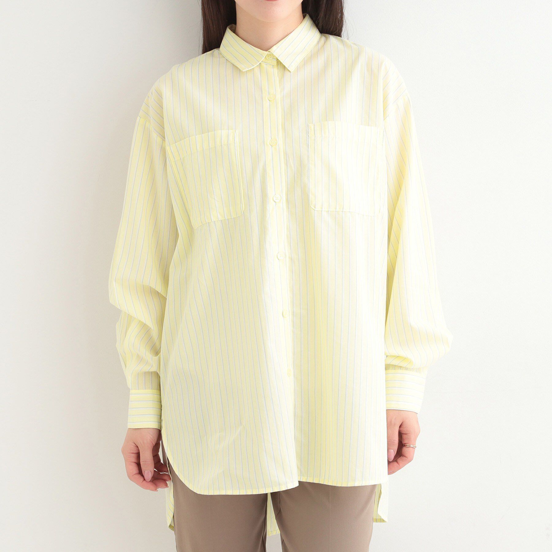 SHOO･LA･RUE「【体型カバー】バックギャザーで魅せる オーバーサイズシャツ」|シャツ・ブラウス|