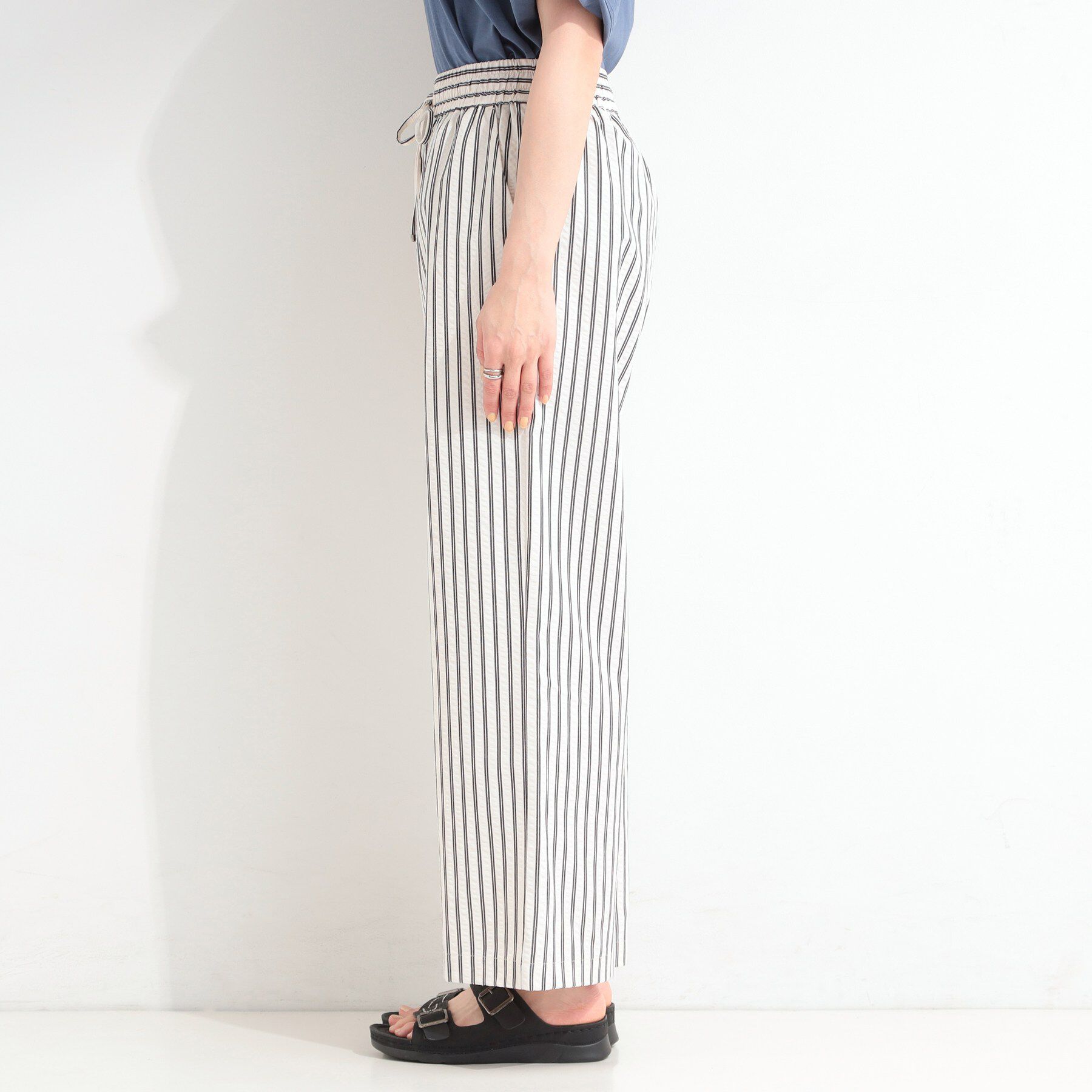 SHOO･LA･RUE「【ひんやり/吸水速乾/セットアップ可】サッカーストライプイージーパンツ」|その他|