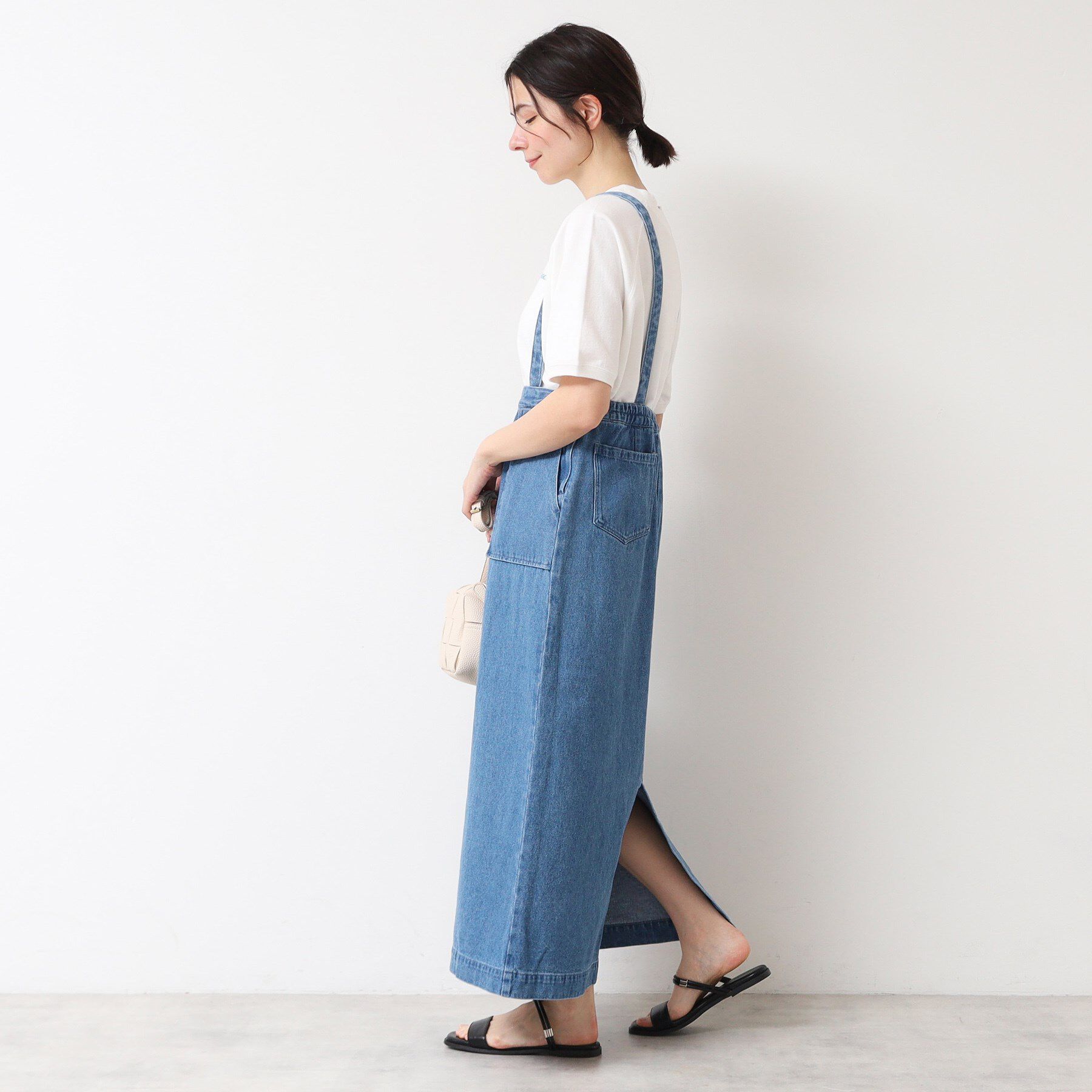 Dessin「【洗える・後ろゴム】サスペンダー付デニムスカート（S～L）」|スカート|