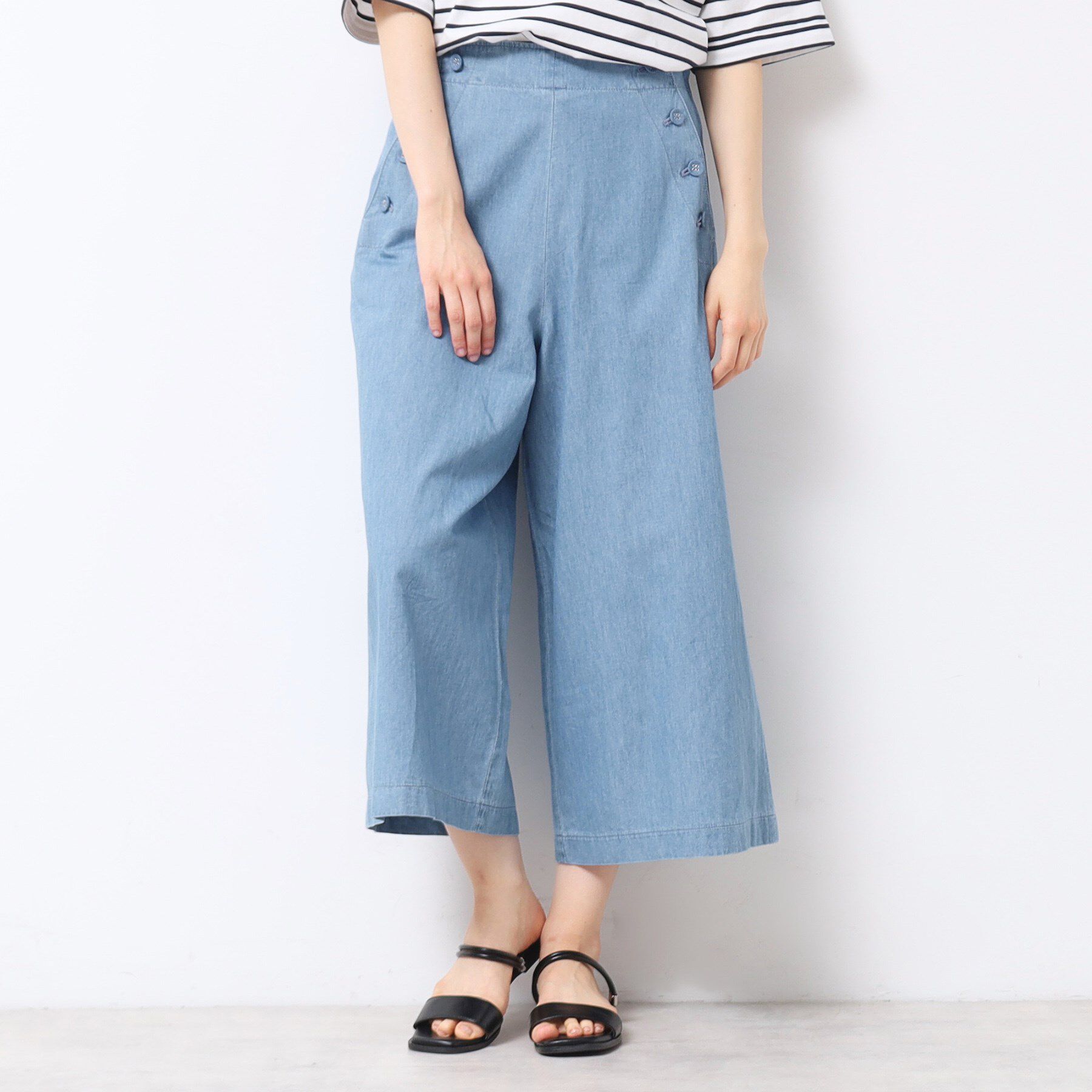 Dessin「【洗える・4サイズ展開】リネンブレンドクロップド丈マリンパンツ」|その他|