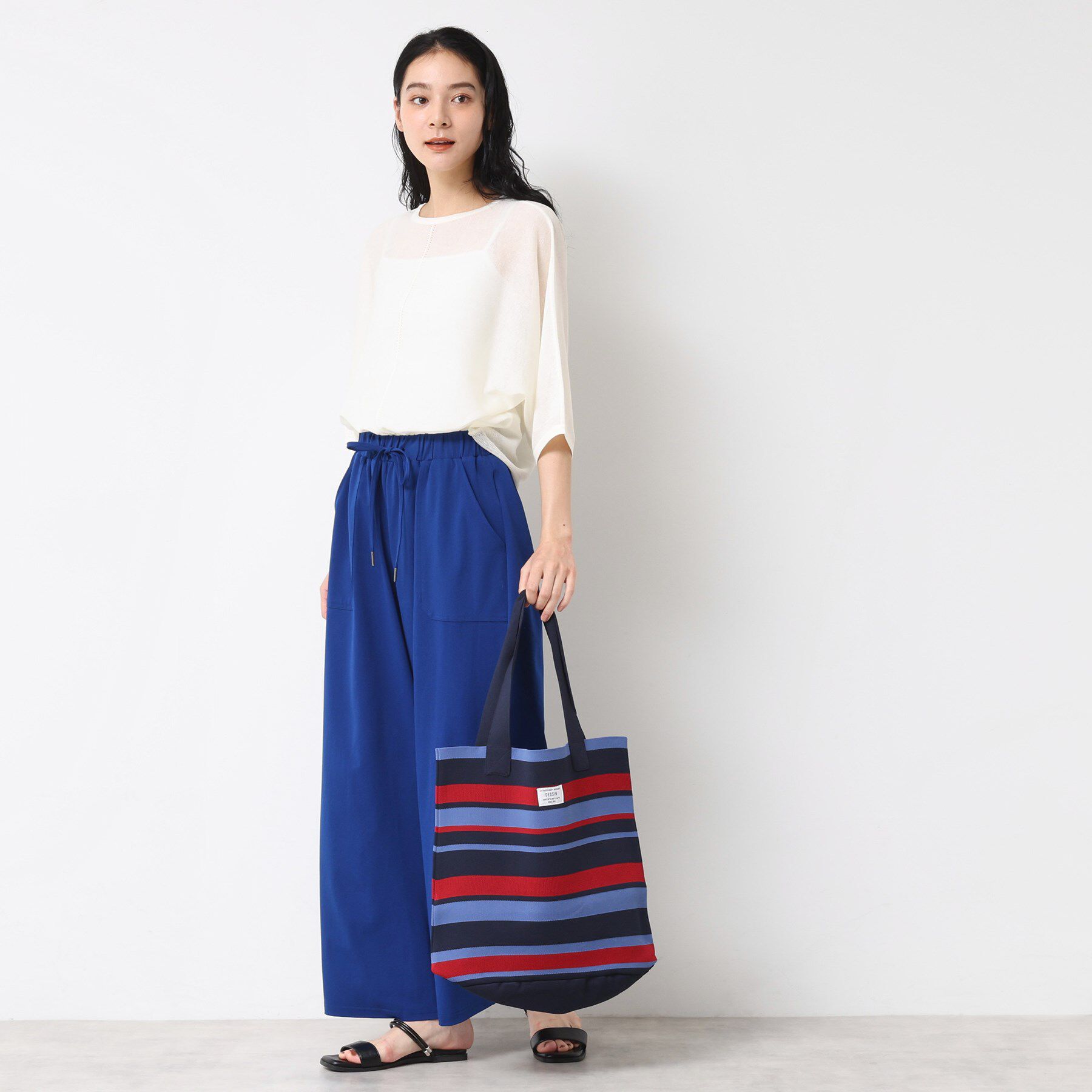 Dessin「【マシンウォッシャブル・A4収納可】ランダムボーダーニットBAG」|トートバッグ|