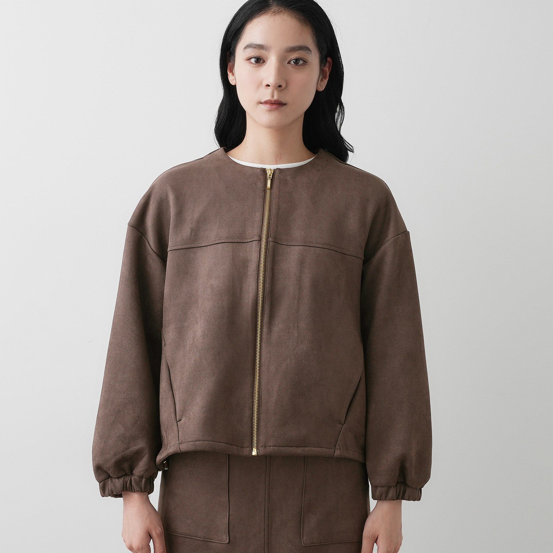 Dessin「【セットアップ可・洗える】マシュマロスウェードジップブルゾン」|ブルゾン・スタジャン|