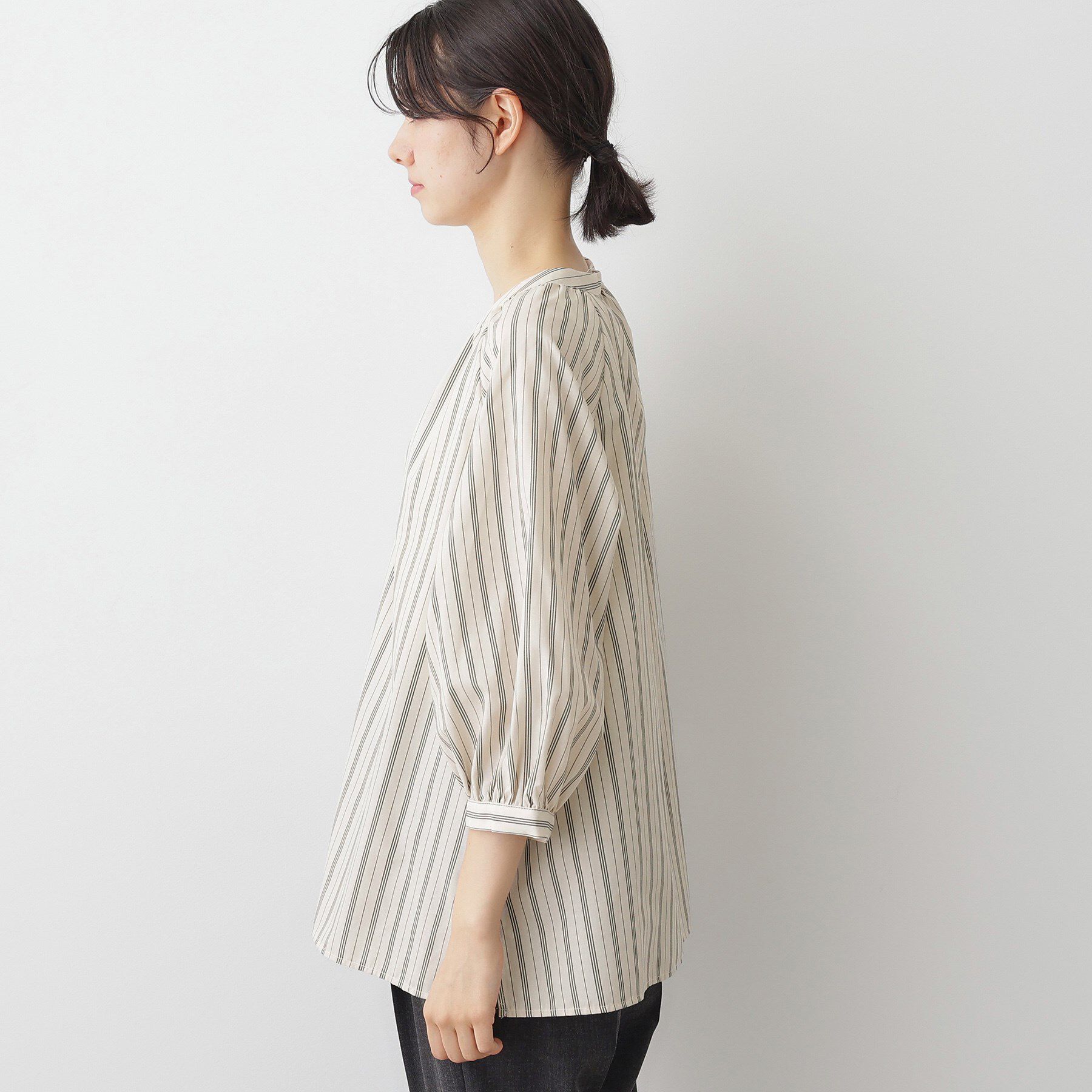 Dessin「【洗える】ストライプカフス袖ブラウス」|シャツ・ブラウス|