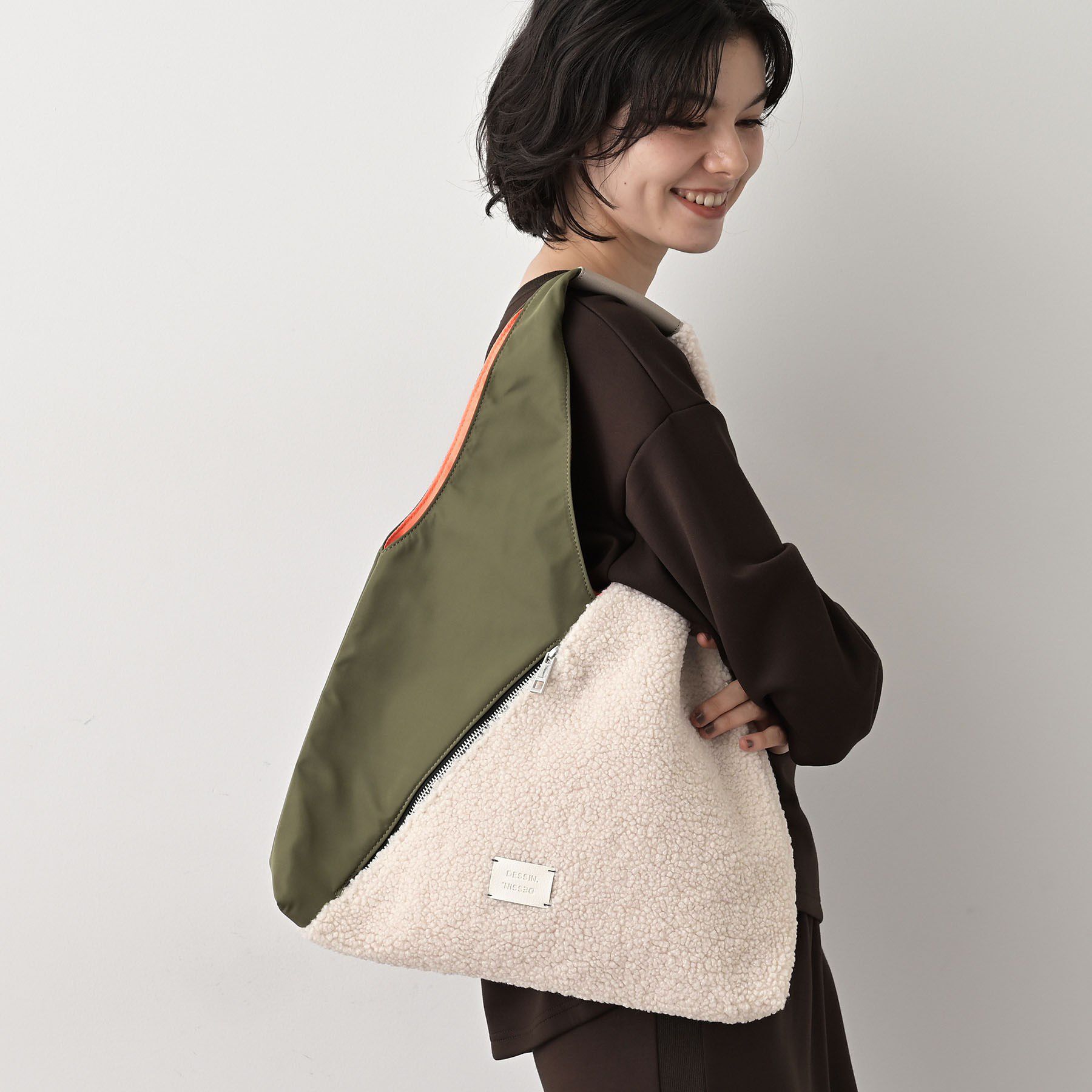 Dessin「トライアングルボアコンビバッグ」|トートバッグ|オリーブグリーン(5