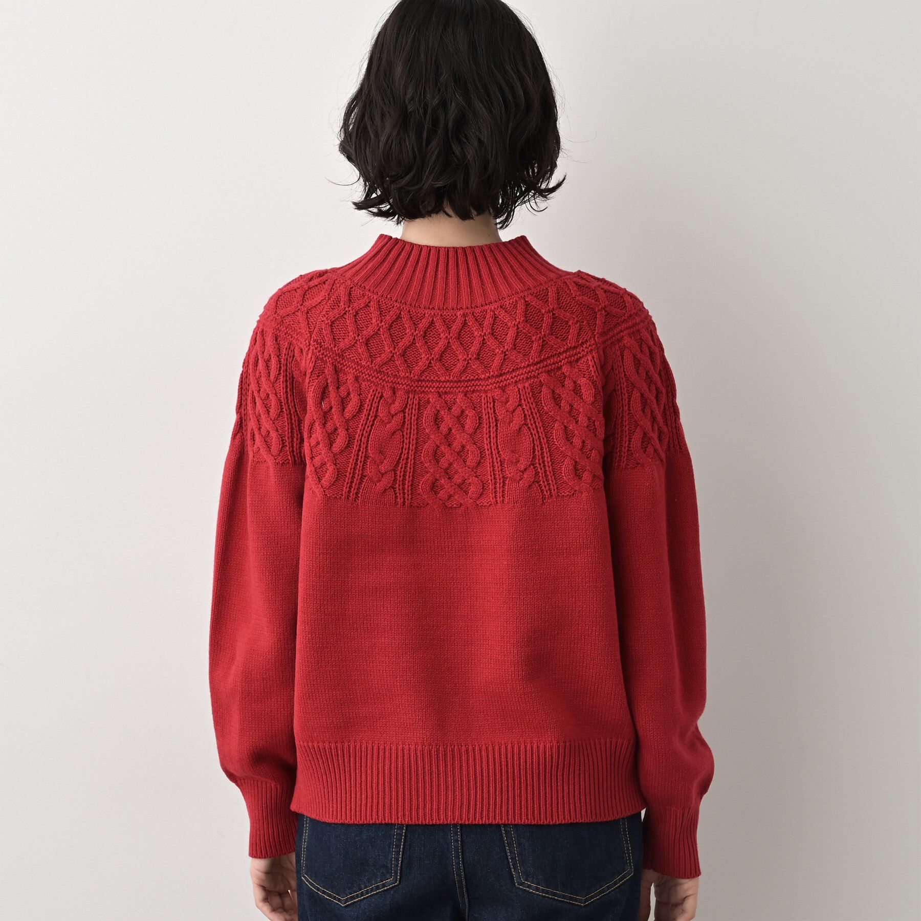 Dessin「【着映え/洗える】求心ケーブル編みハイネックニット」|ニット・セーター|