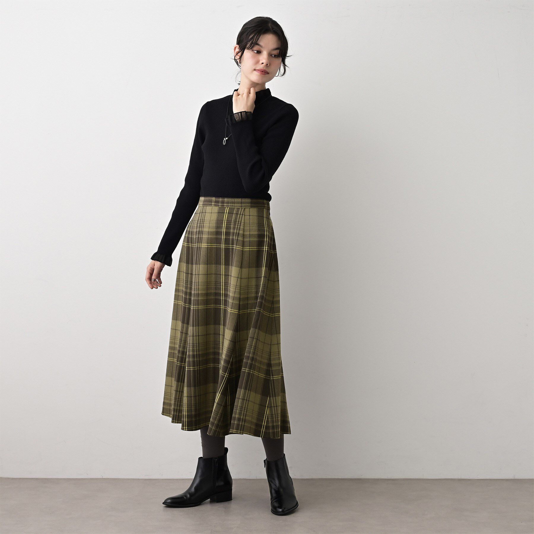 Dessin「【洗える】チェック柄起毛フレアスカート」|スカート|