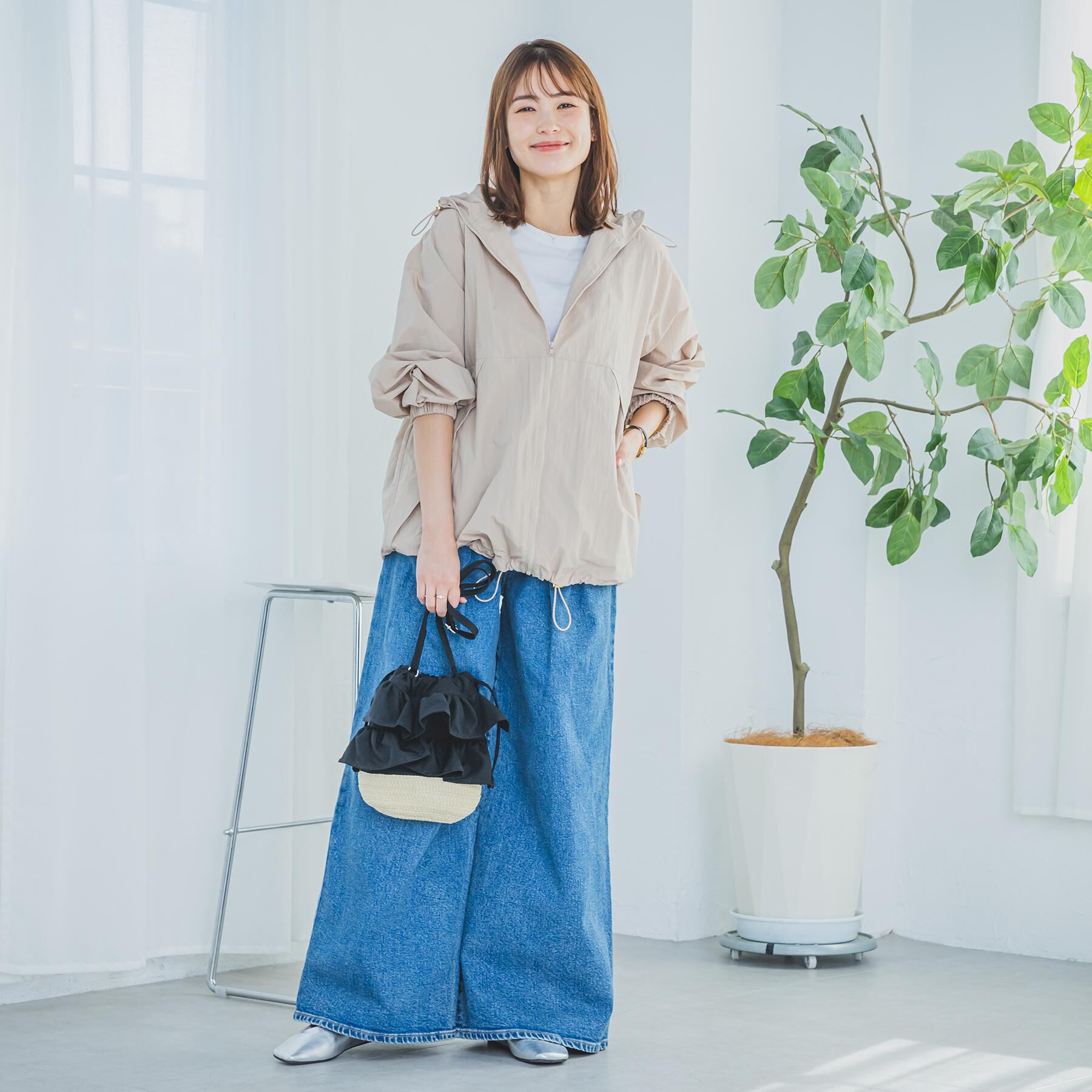 ITS&rsquo;DEMO「雑材フリルコンビ巾着ショルダー」|ショルダー・メッセンジャー|