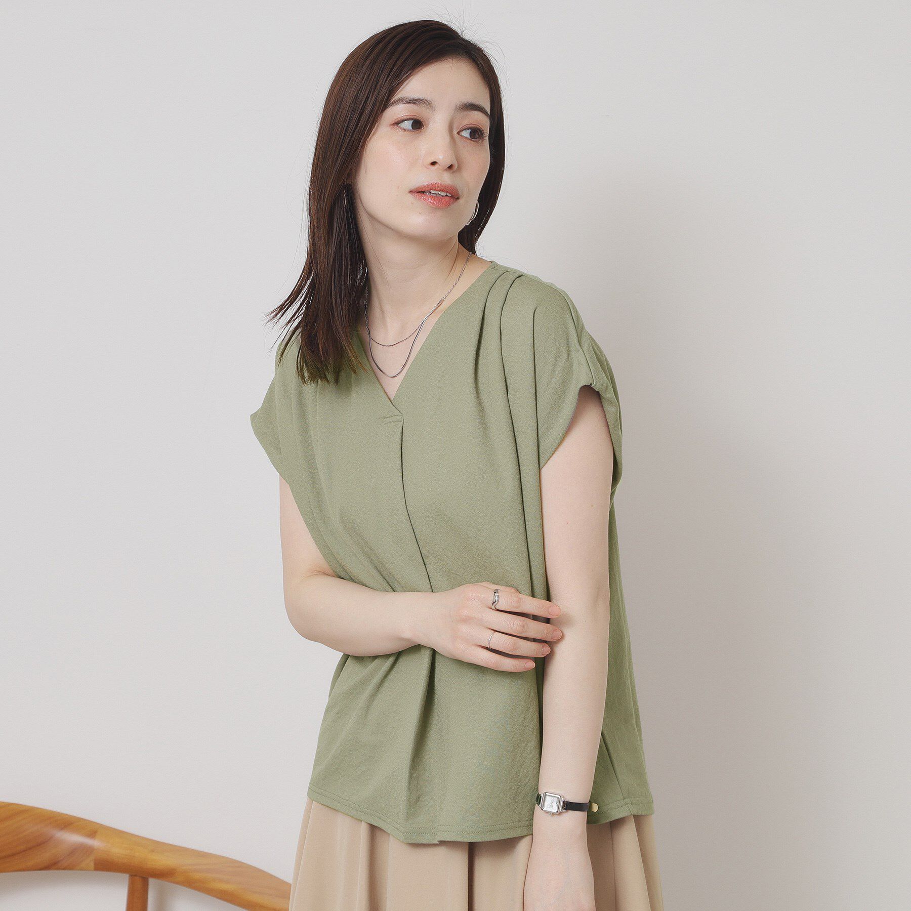 ITS&rsquo;DEMO「【接触冷感／手洗い可】カノコスキッパーブラウス」|シャツ・ブラウス|