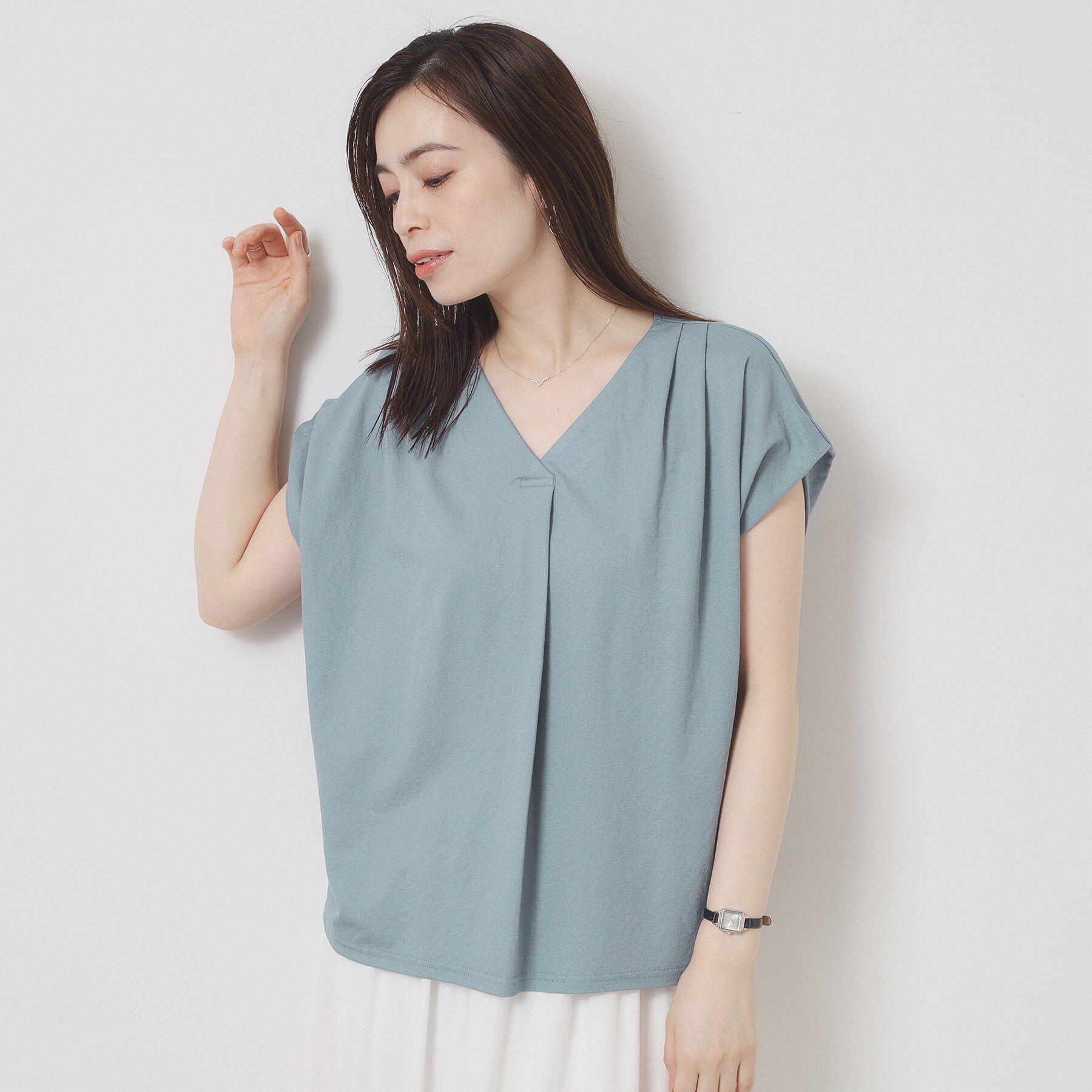 ITS&rsquo;DEMO「【接触冷感／手洗い可】カノコスキッパーブラウス」|シャツ・ブラウス|ブルー(091)