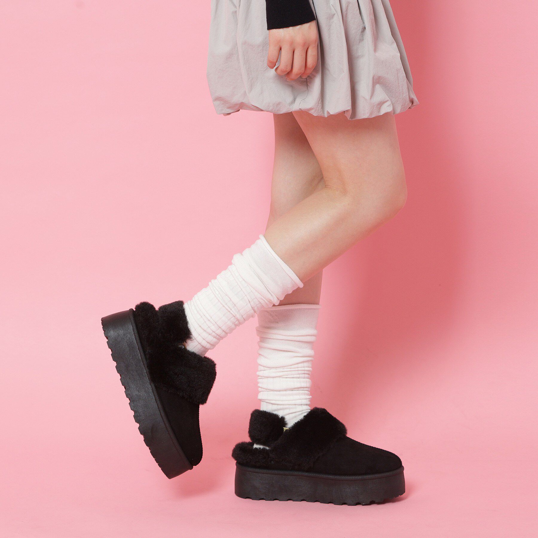 csT&P「フェイクムートンサボ　ベルト取り外し可」|サンダル|ブラック(119)