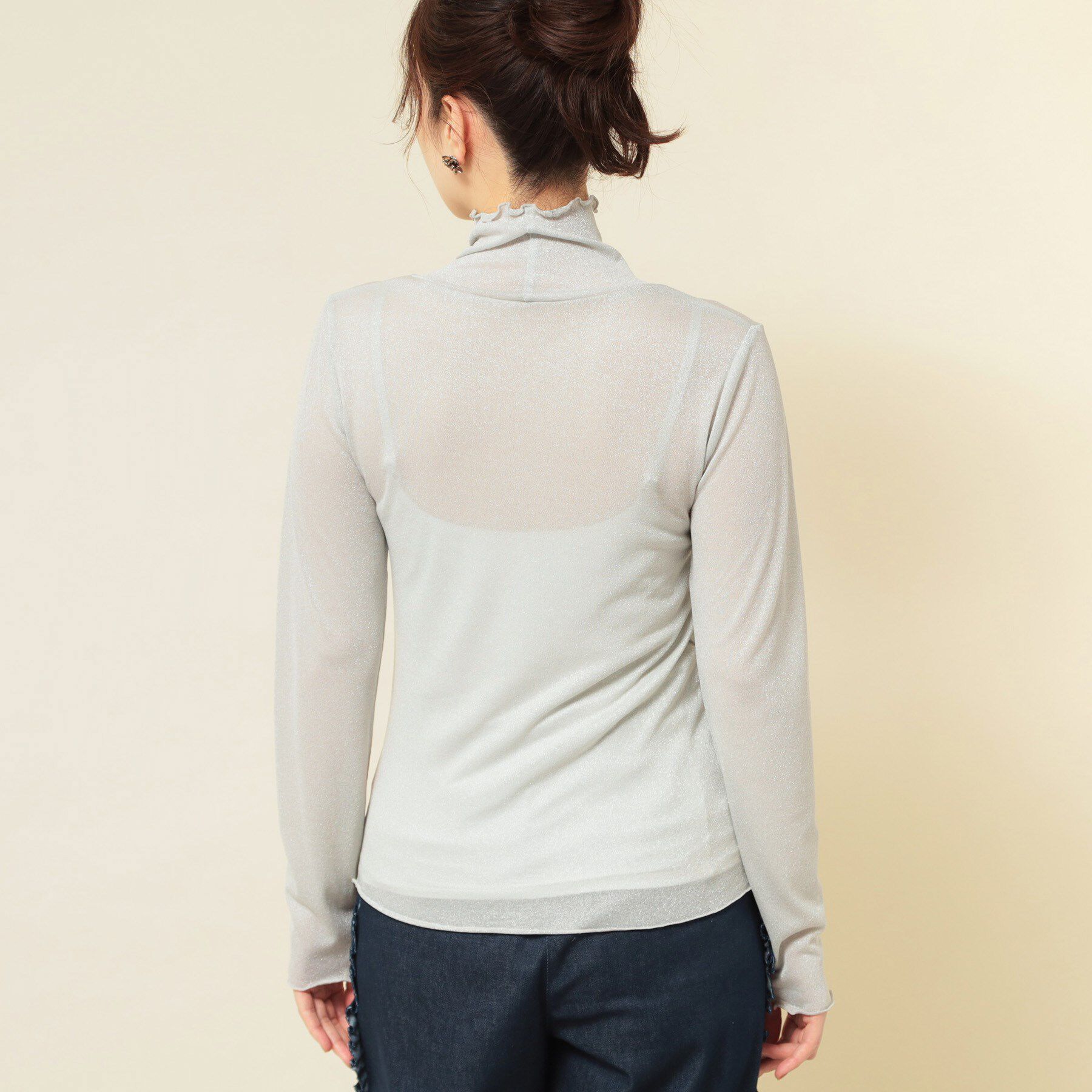 SunaUna「【ラメ／シアー】ハイネックカットソー」|Tシャツ・カットソー|