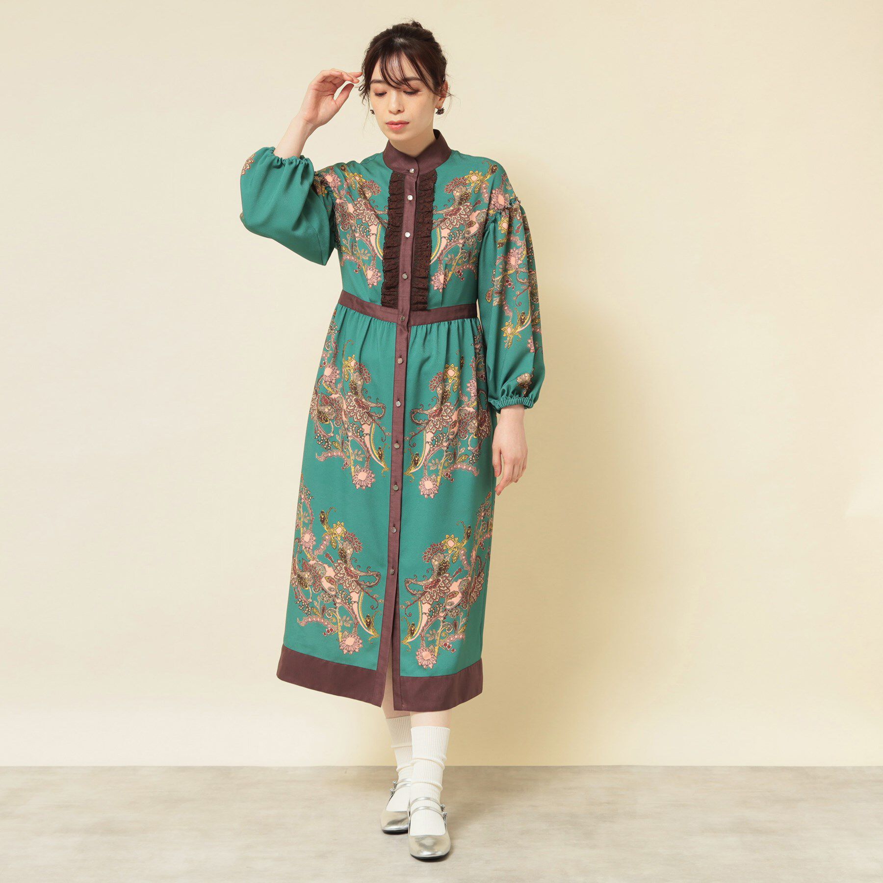 SunaUna「【COLLECTION LINE】オリエンタルパネル柄ワンピース」|ワンピース|