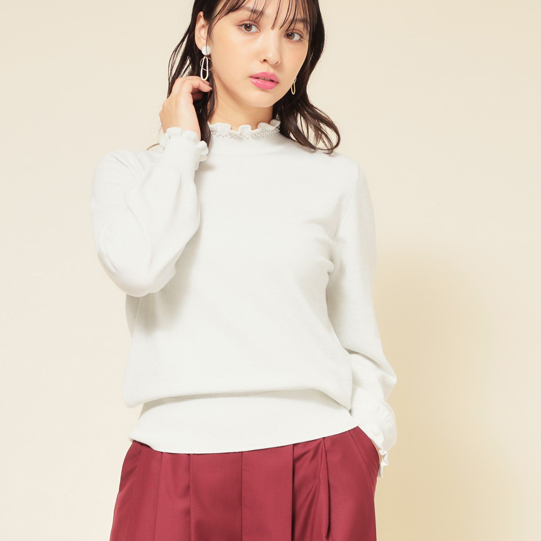 SunaUna「【SS～Lサイズ展開／6色展開】パール調ニット」|ニット・セーター|