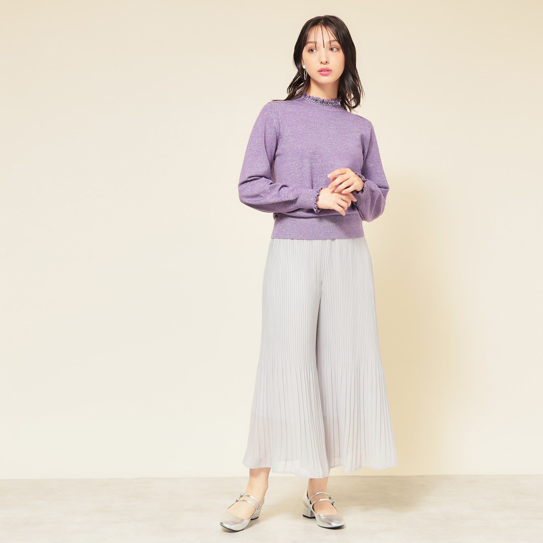 SunaUna「【SS～Lサイズ展開／6色展開】パール調ニット」|ニット・セーター|