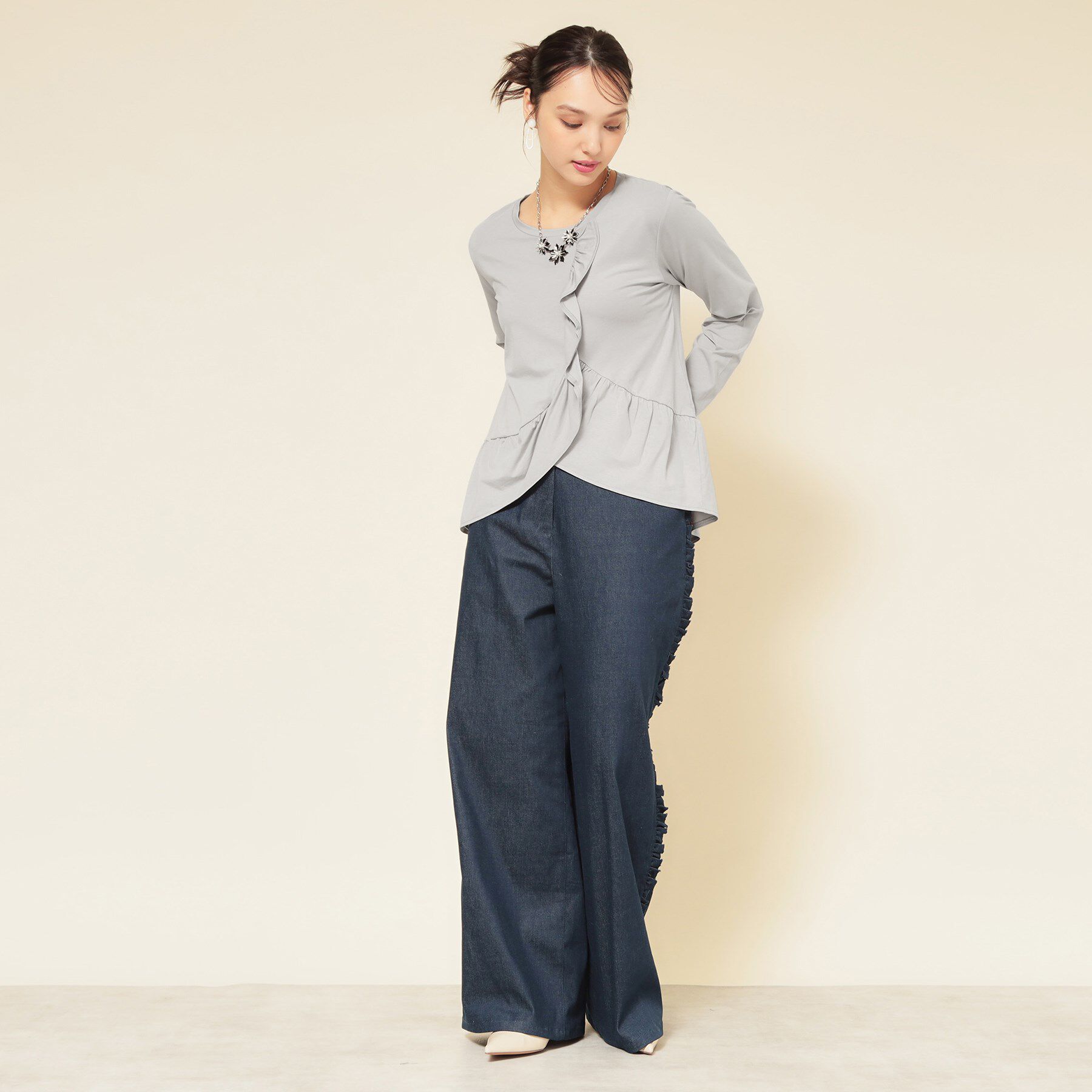 SunaUna「【フリルペプラム】チュニックカットソー」|Tシャツ・カットソー|