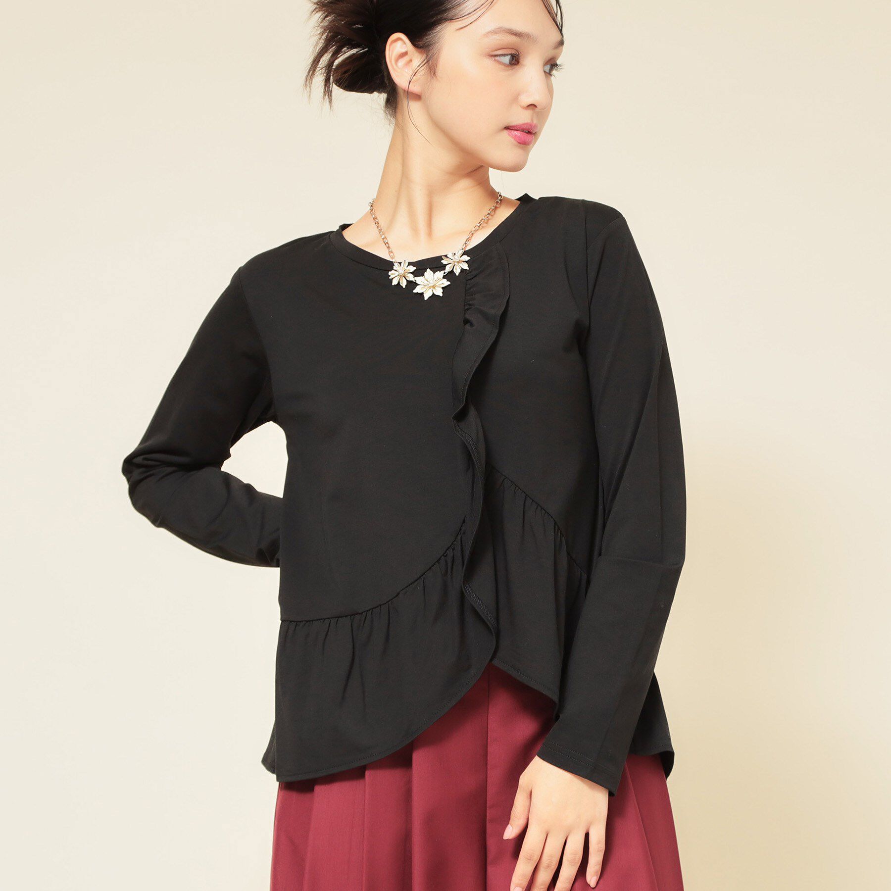 SunaUna「【フリルペプラム】チュニックカットソー」|Tシャツ・カットソー|