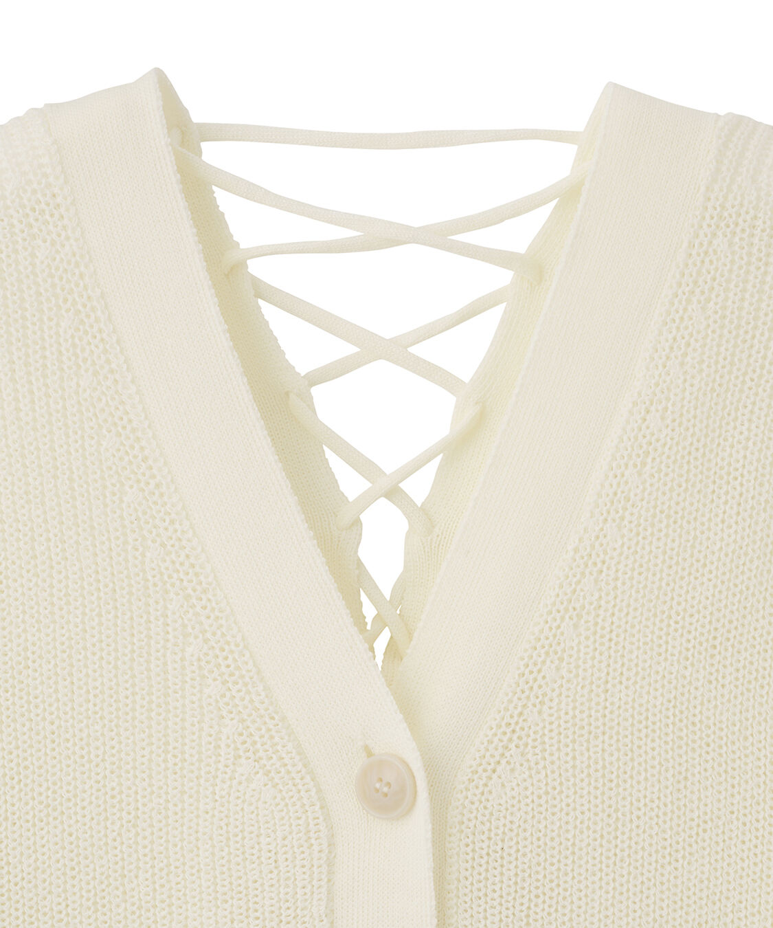 COCO DEAL「レースアップVネックニットカーディガン」|ニット・セーター|