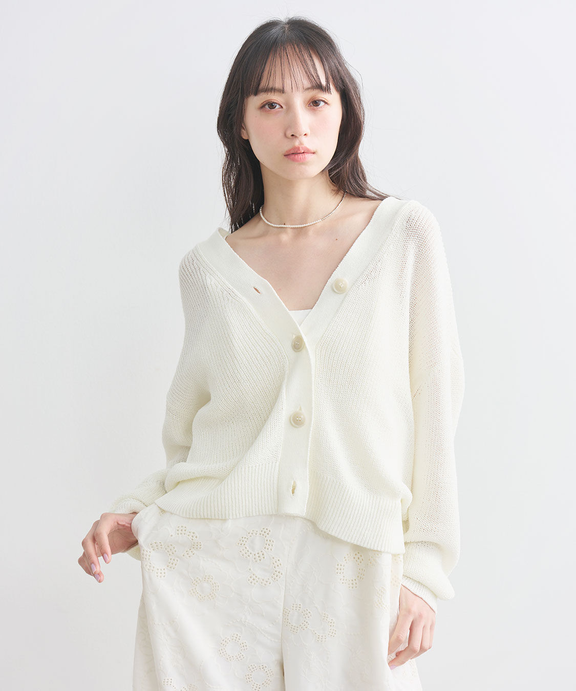 COCO DEAL「レースアップVネックニットカーディガン」|ニット・セーター|