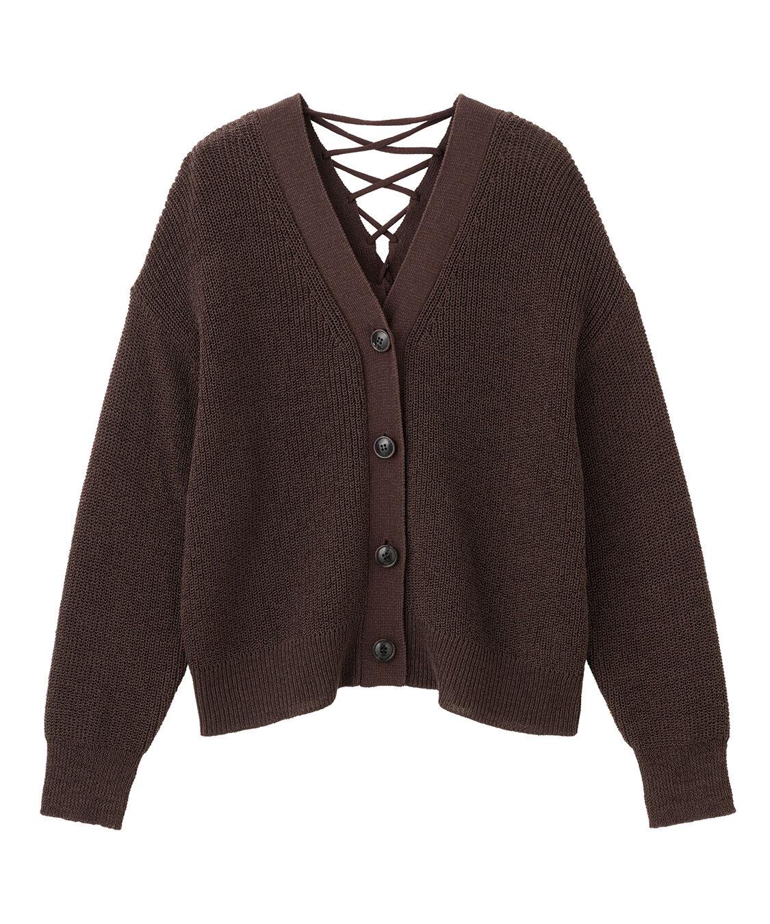 COCO DEAL「レースアップVネックニットカーディガン」|ニット・セーター|