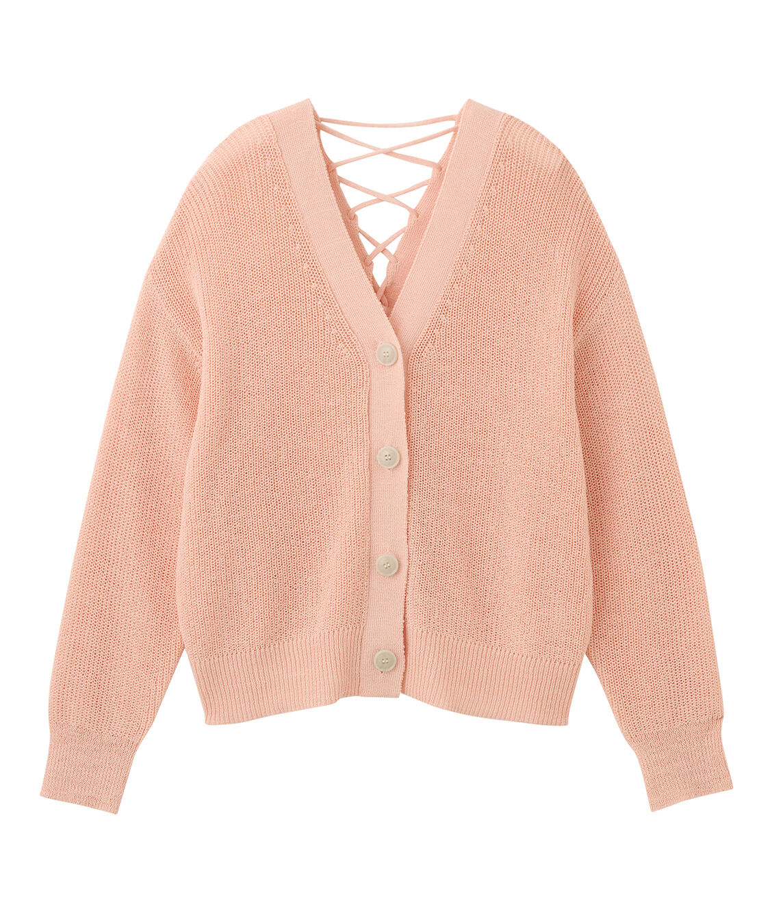 COCO DEAL「レースアップVネックニットカーディガン」|ニット・セーター|