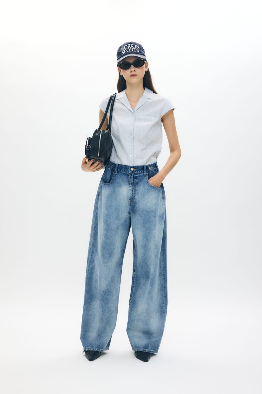 MOUSSY「TUCKED WAIST LOOSE ストレートデニム」|デニム|