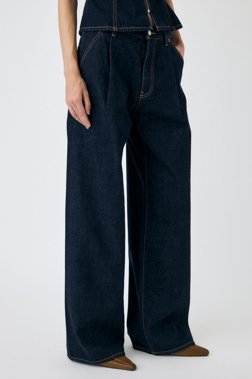 MOUSSY「TUCK WIDE ストレートデニム」|デニム|