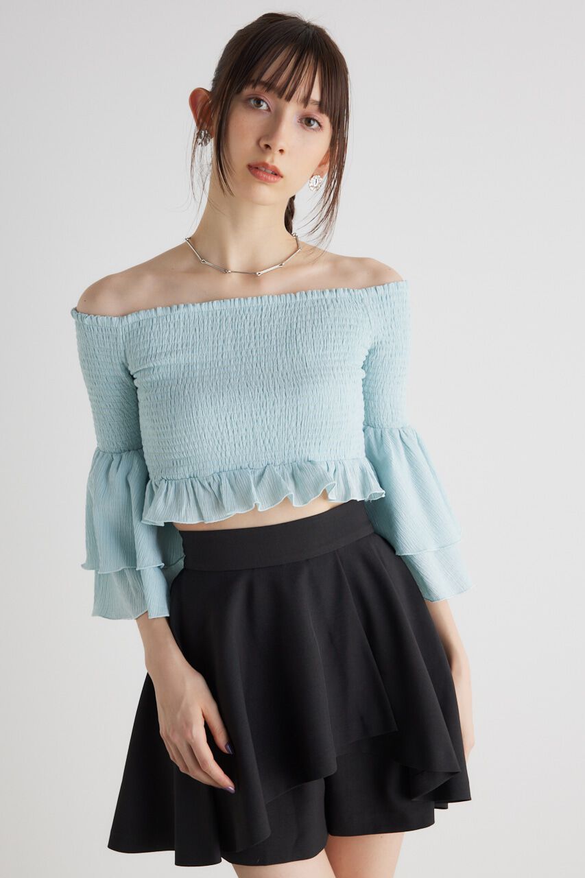 rienda「シャーリングオフショルクロップドTOP」|その他|MINT