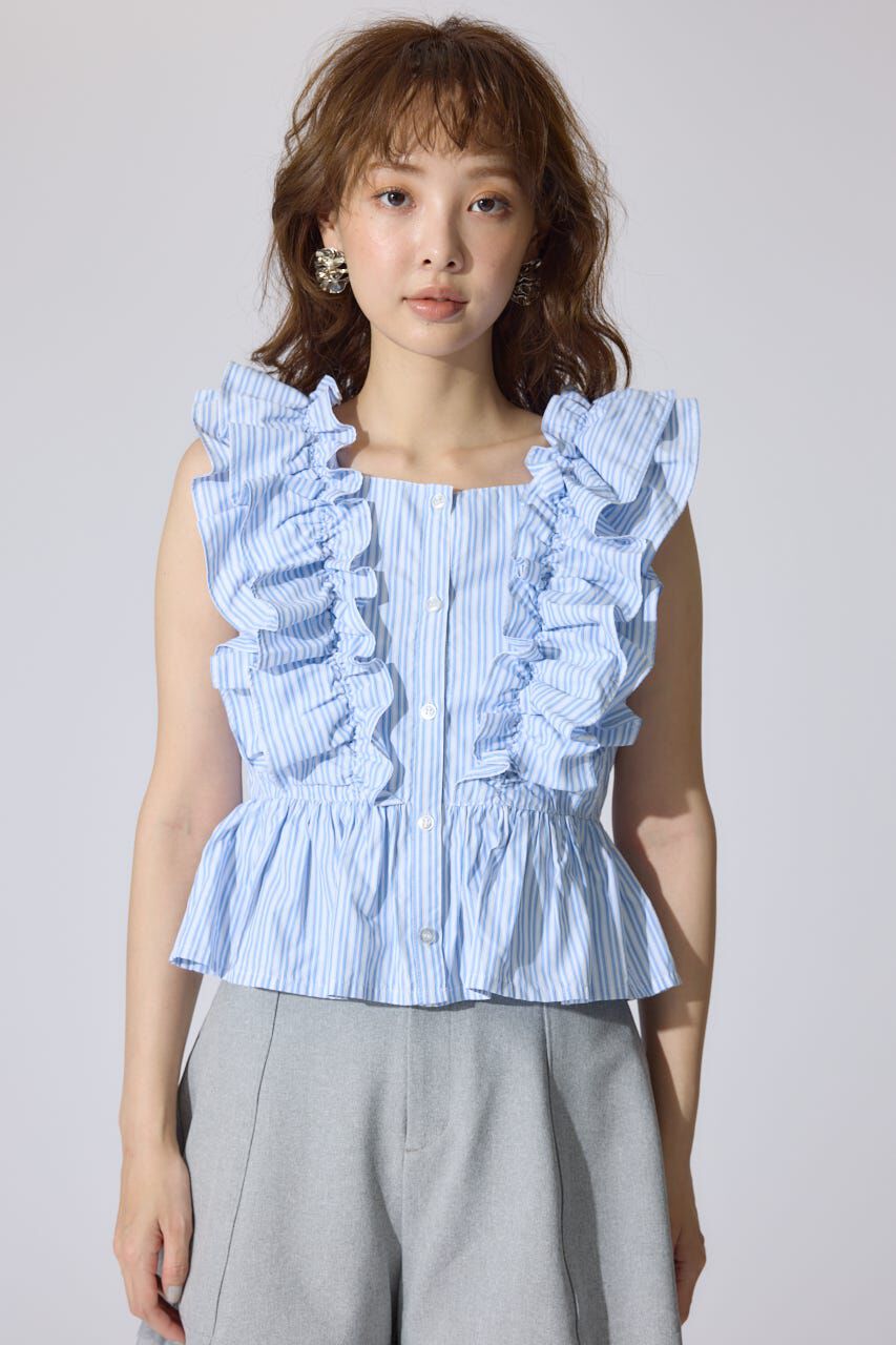 rienda「ダブルフリルブラウス」|シャツ・ブラウス|