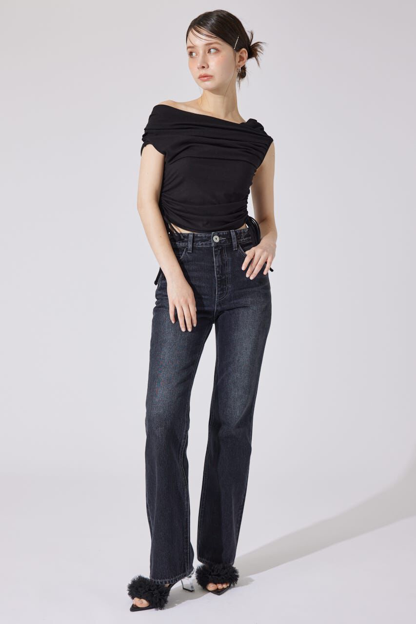 rienda「Shapely Makeジャストウエストデニムパンツ」|デニム|