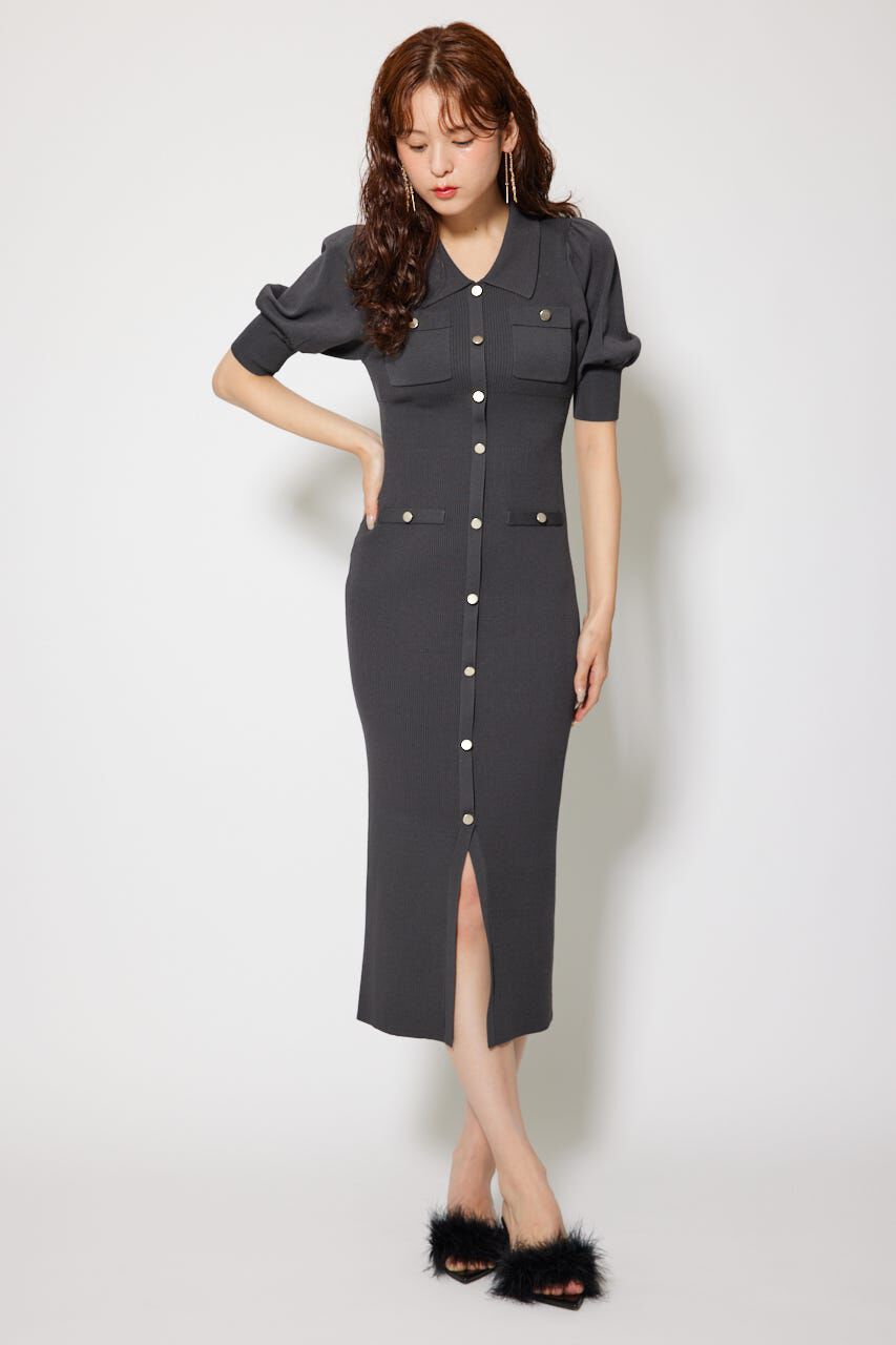 rienda「パフスリーブニットタイトワンピース」|ワンピース|