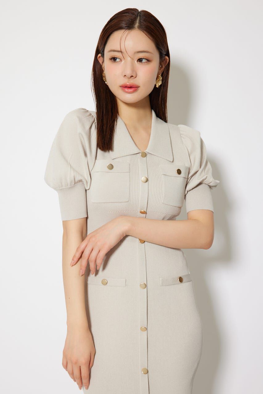 rienda「パフスリーブニットタイトワンピース」|ワンピース|