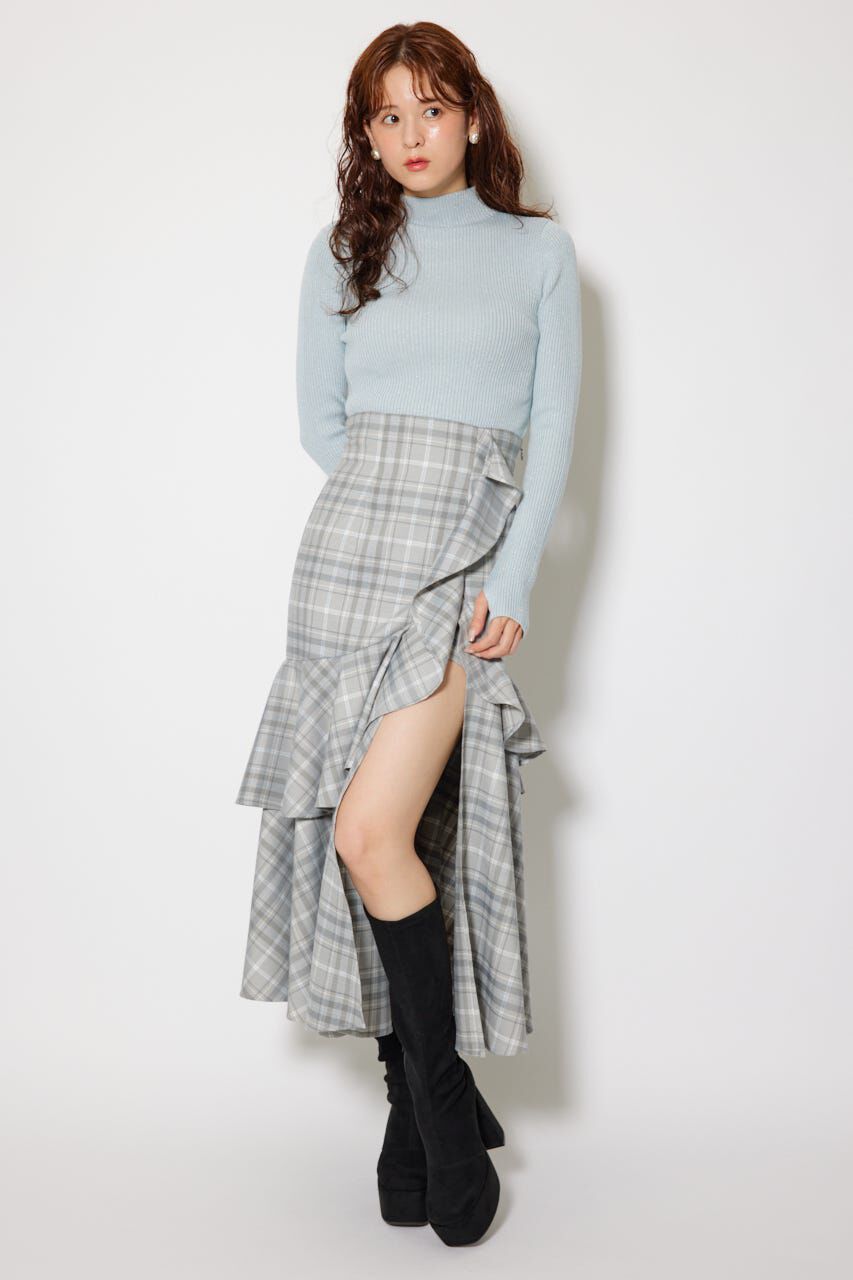 rienda「サムホール付きウォッシャブルハイネックニットトップス」|ニット・セーター|