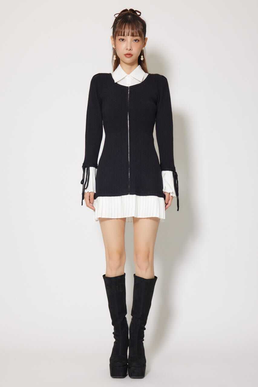 rienda「レイヤードパターンシャツニットミニワンピース」|ワンピース|