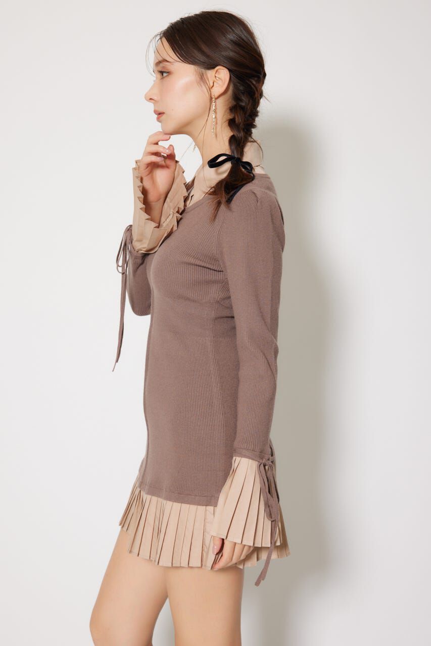 rienda「レイヤードパターンシャツニットミニワンピース」|ワンピース|