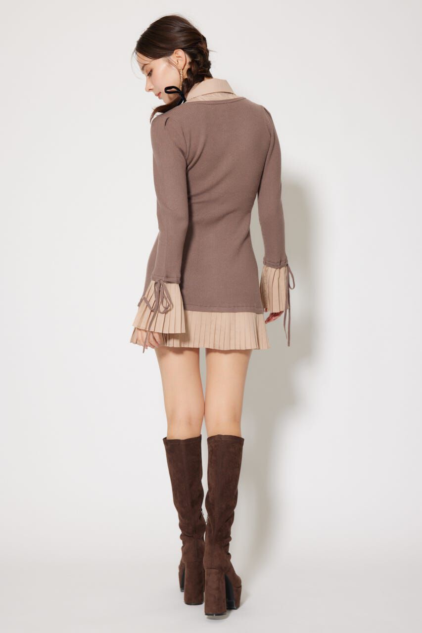 rienda「レイヤードパターンシャツニットミニワンピース」|ワンピース|