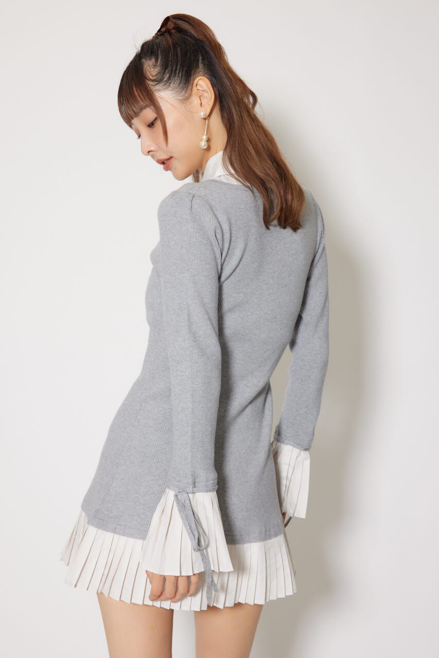 rienda「レイヤードパターンシャツニットミニワンピース」|ワンピース|