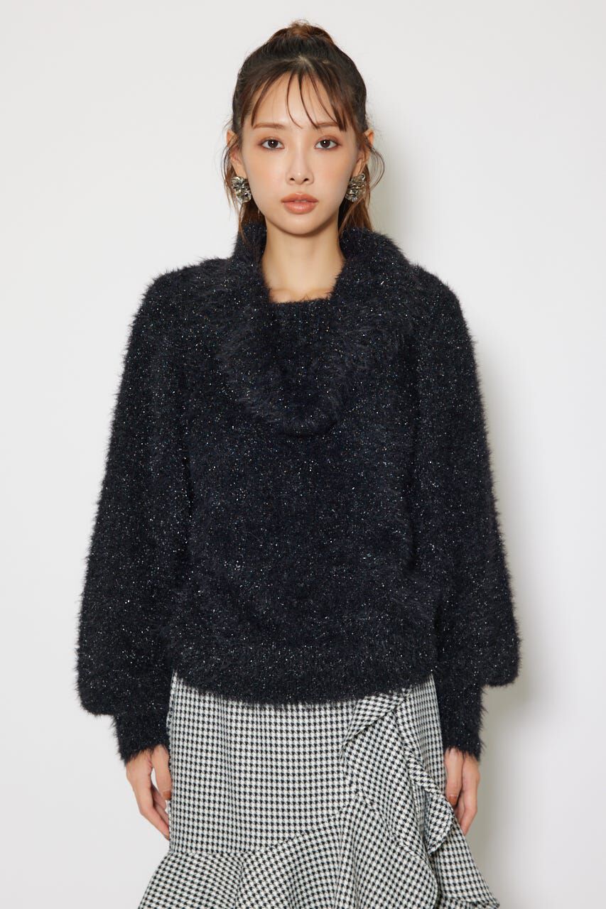 rienda「2WAYファーライクジャガードニットトップス」|ニット・セーター|