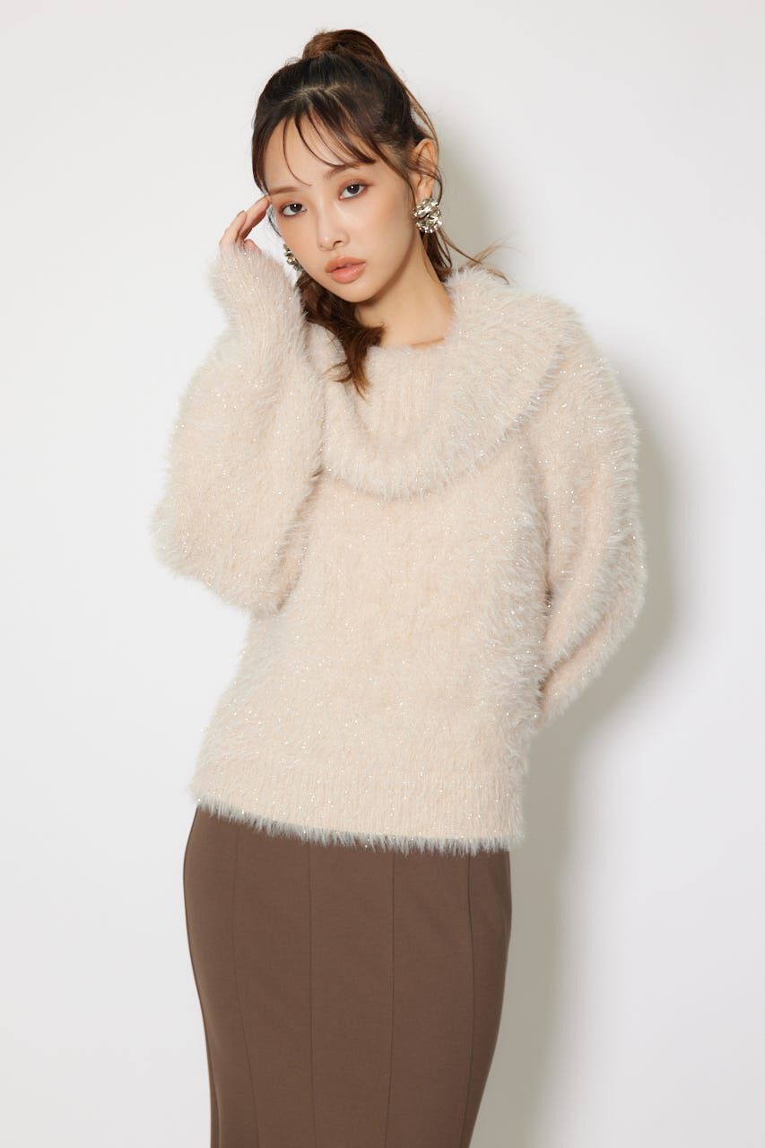 rienda「2WAYファーライクジャガードニットトップス」|ニット・セーター|