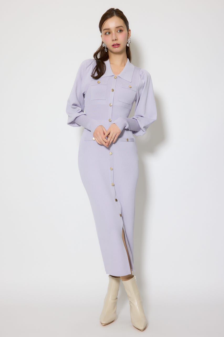 rienda「パフロングスリーブニットタイトワンピース」|ワンピース|PUR