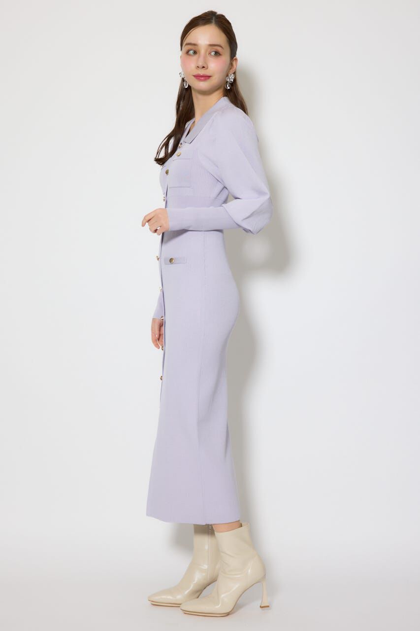 rienda「パフロングスリーブニットタイトワンピース」|ワンピース|