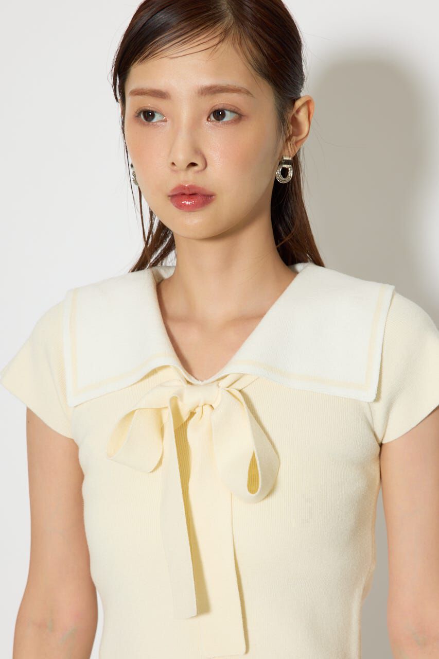 rienda「セーラーカラーデザインニットトップス」|ニット・セーター|