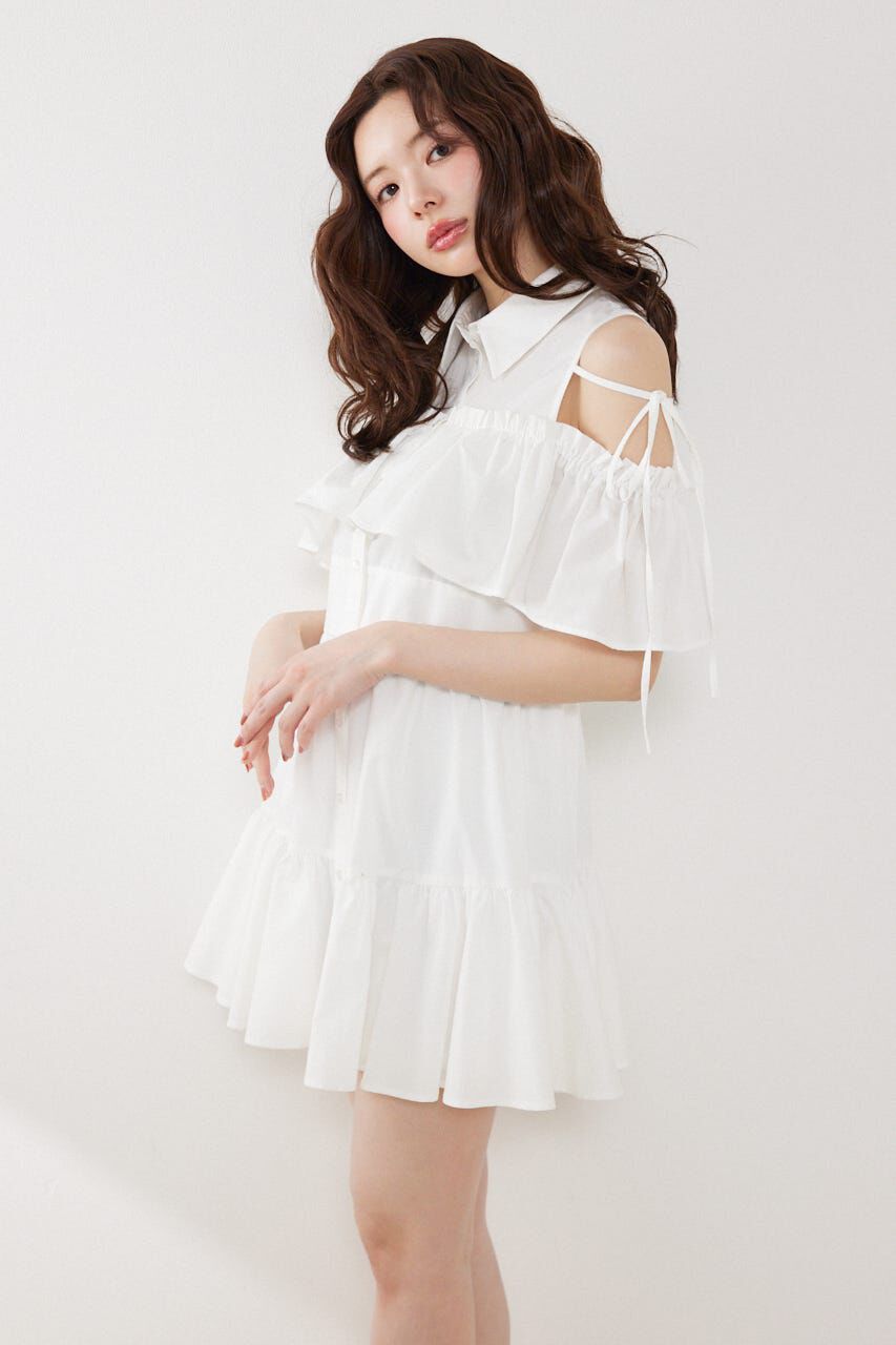 rienda「オフショルフリルティアードミニワンピース」|ワンピース|