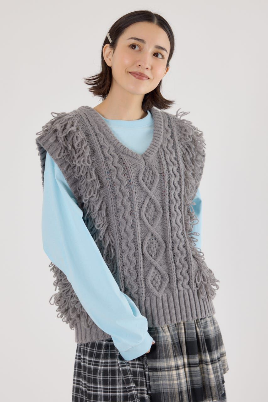 RODEO CROWNS「ケーブルニットベスト」|ニット・セーター|GRY