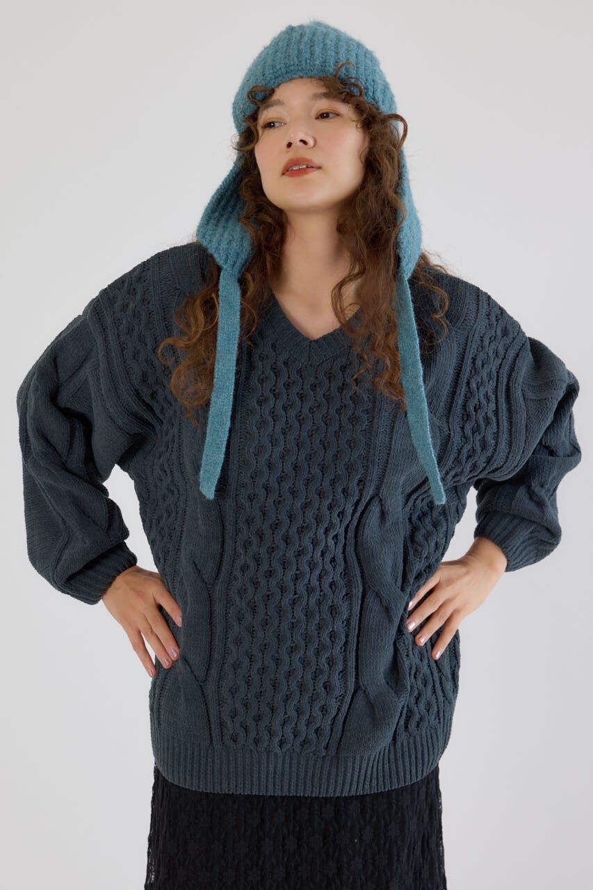 RODEO CROWNS「Vネックモールニットトップス」|ニット・セーター|C.GRY