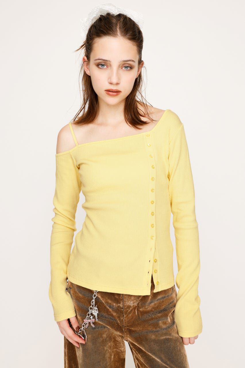 SLY「ASYMMETRY BUTTON トップス」|Tシャツ・カットソー|