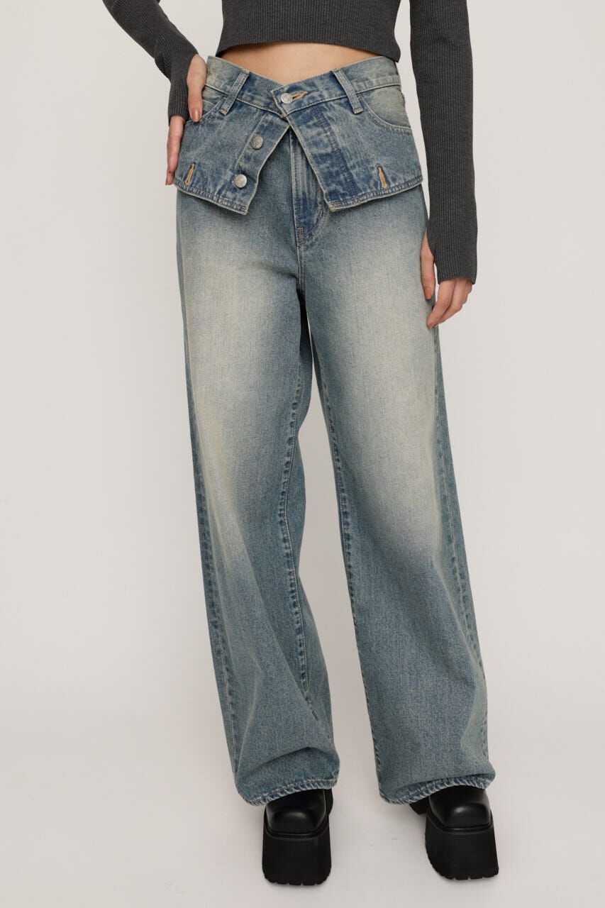 SLY「LAYERED STRAIGHT DENIM パンツ」|デニム|